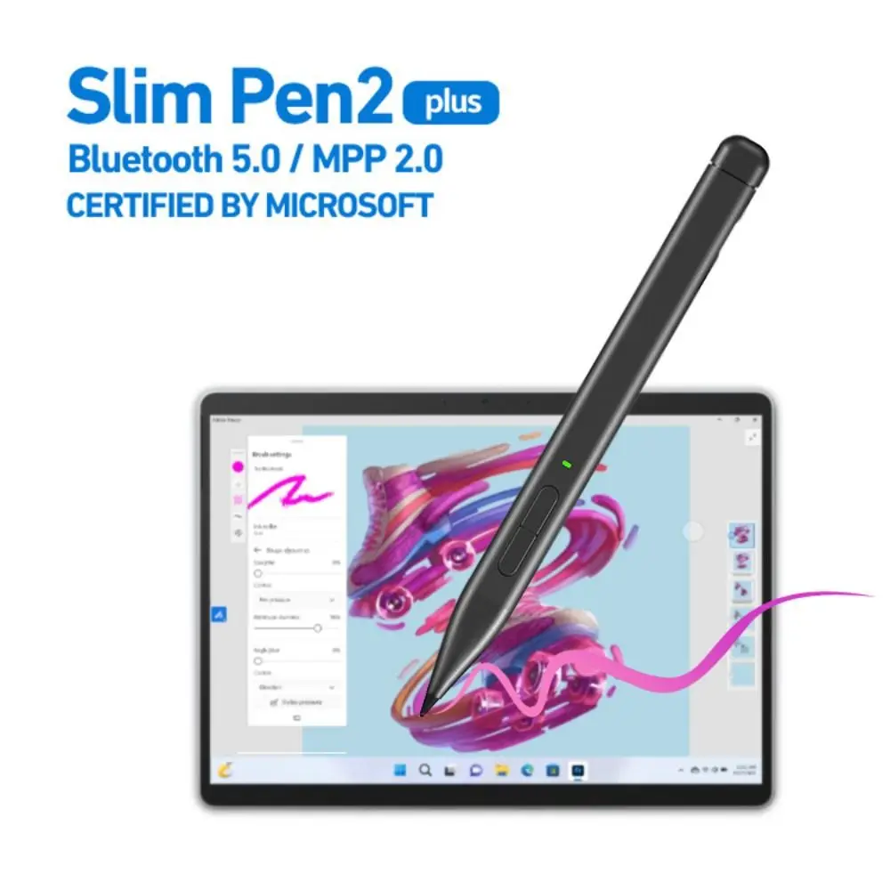 4096 Pressure Slim Pen 2 MPP 2.0 Replaceable Stylus Pen Sensitive Graphic Pen Tip for Microsoft Surface Pro 9/8/7/6/5/4/3/X