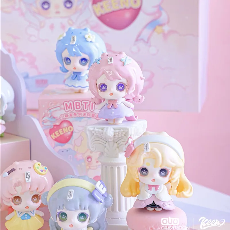 정품 KEENO MBTI 리틀 큐트 프렌드 시리즈 블라인드 박스 미니 인형 애니메이션 피규어 수집용 모델 귀여운 책상 장식 생일 선물