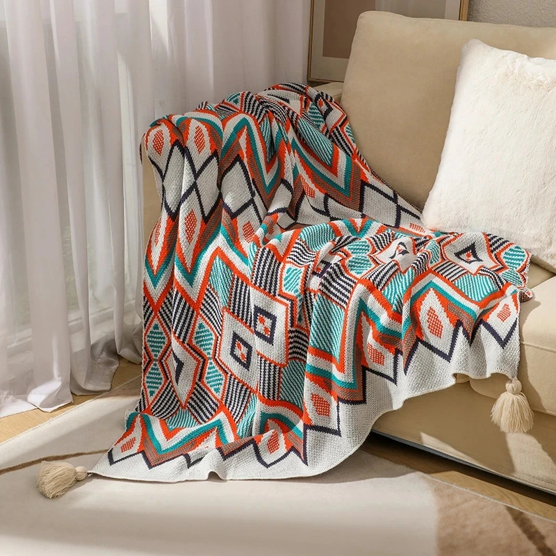 Bohemian Knitted Throw Thread BlanketDeken Cobertor Plaid Bed Decoration Sofa Towel Bed Cover Vintage Tapestry Bedspread Kids