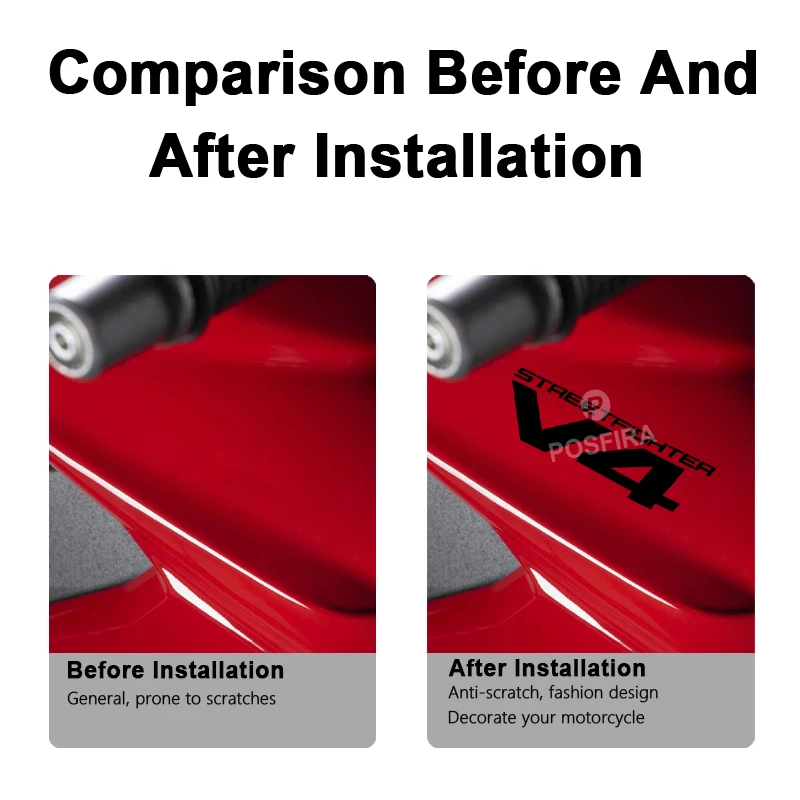 POSFIRA Vinyl Motorcycle Stickers Waterproof Logo Decal for Ducati Streetfighter V4 Street Fighter V4 2020-2025 2024 Accessories - Image 2