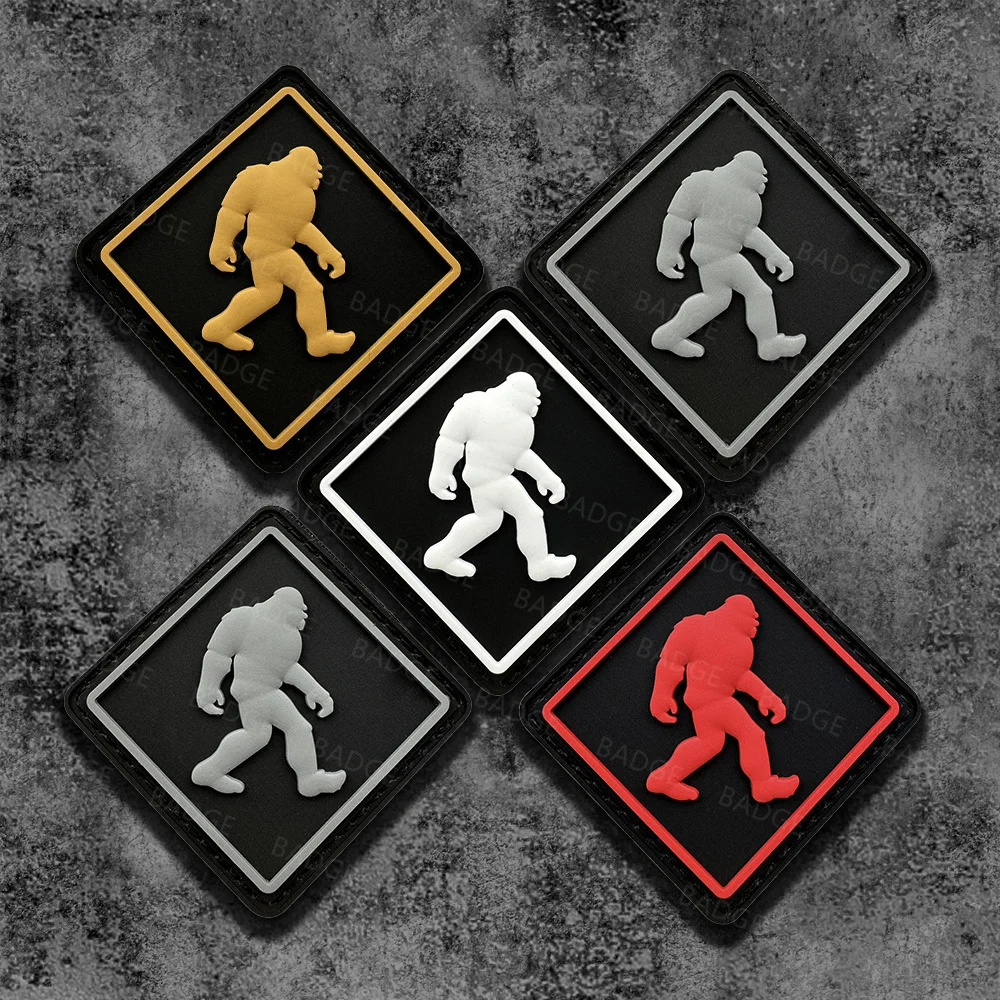 Biggfoot sasquatch pvc גדול רגל גברים תג עבור כובעים, תיקים, תרמילים, בגדים, אפוד, מדים, הילוכים טקטיים טקטיים