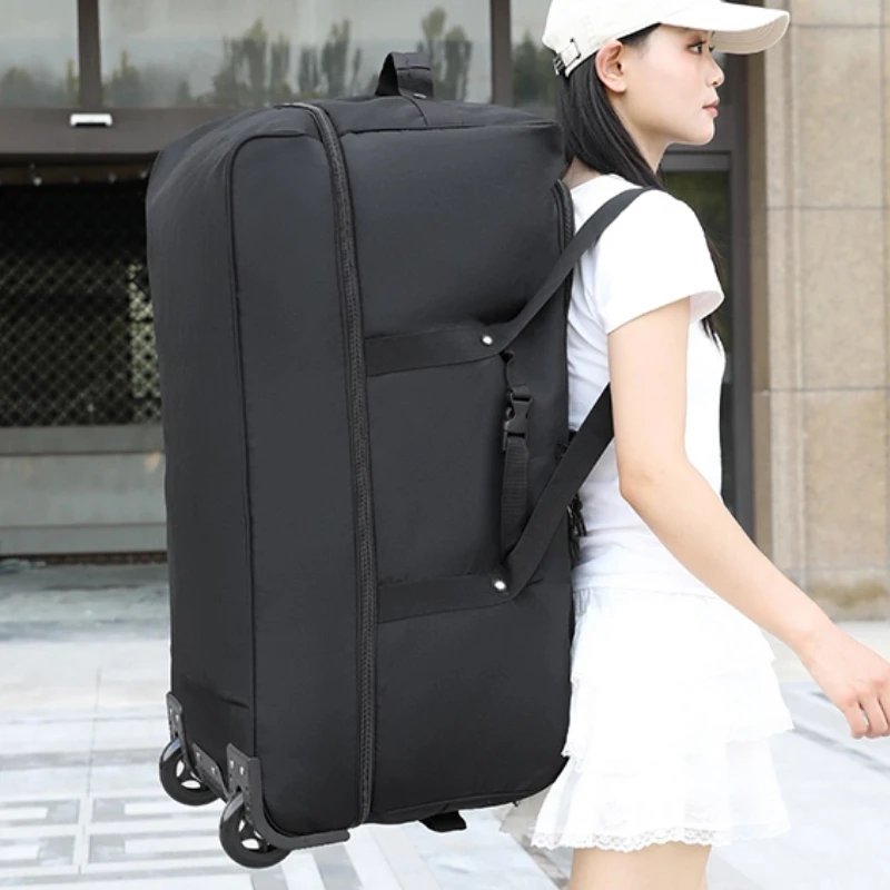 

Gym Bag Heavy-Duty Wheeled Duffel Bag Foldable Water-Resistant Rolling Luggage Outdoor Travel Pack Large Pockets for Travel