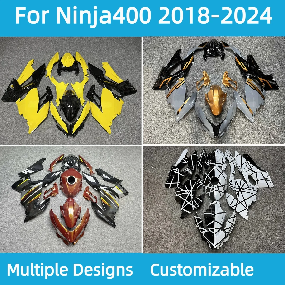 

Обтекатели для мотоцикла Ninja 400 2018-2024, комплект обтекателей послепродажного обслуживания Prime, комплект кузова, панель для Kawasaki Ninja 400 18-24