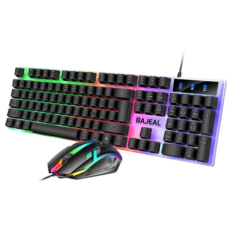 Light Up Keyboard and Mouse Kit Combination T350 Wired keyboard and mouse set game lights up Home key keyboard laptop desktop