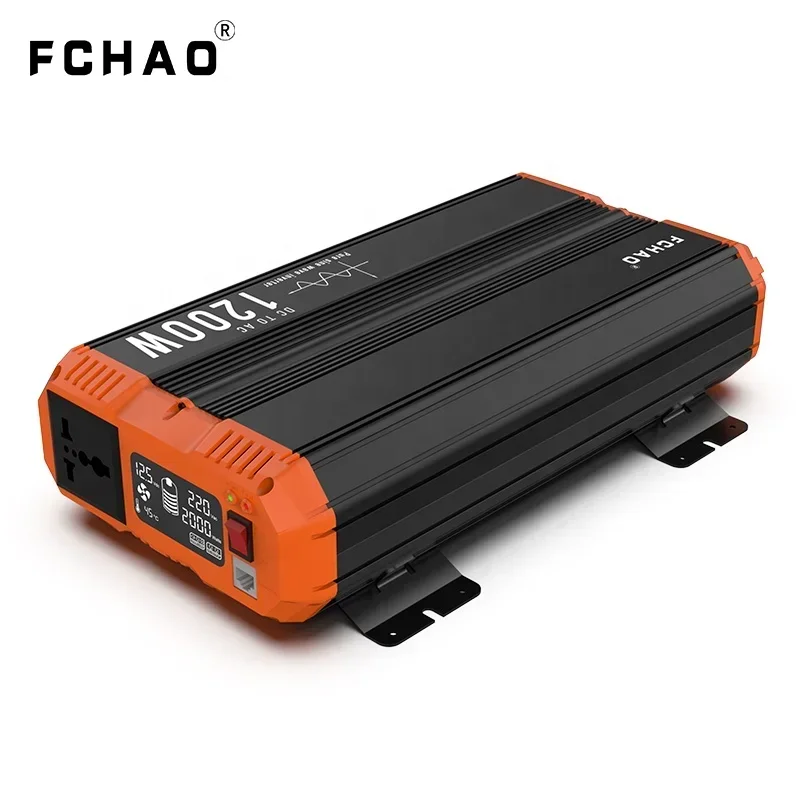 FCHAO 1200 Watt Pure Sine Wave Solar Power Inverters DC to AC 12V 220V 230 240V Car Inverter With LCD Display For Truck RV Home