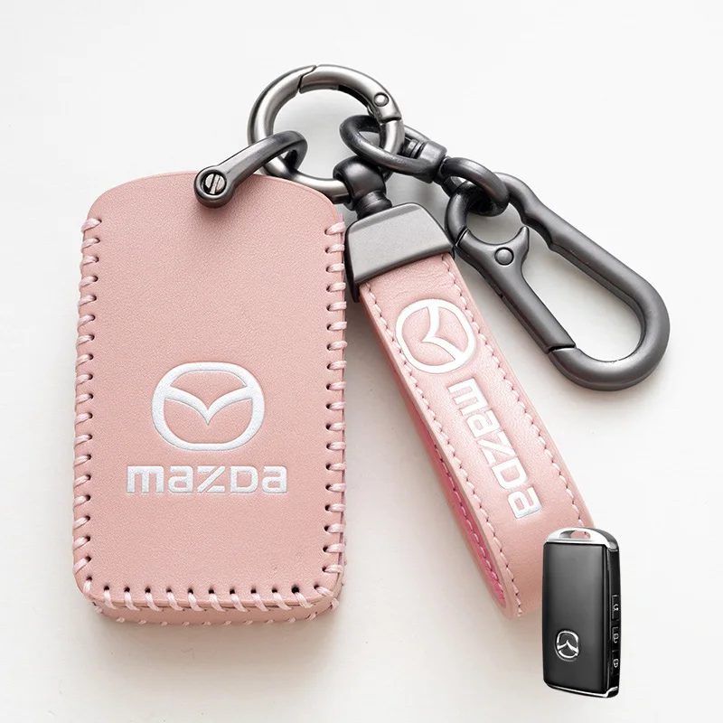 Leather Car Key Cover Case Keychain Ring Protection Shell For Mazda 3 Alexa CX30 CX-4 CX5 CX-5 CX8 CX-8 CX-30 CX9 CX-9 Accessory