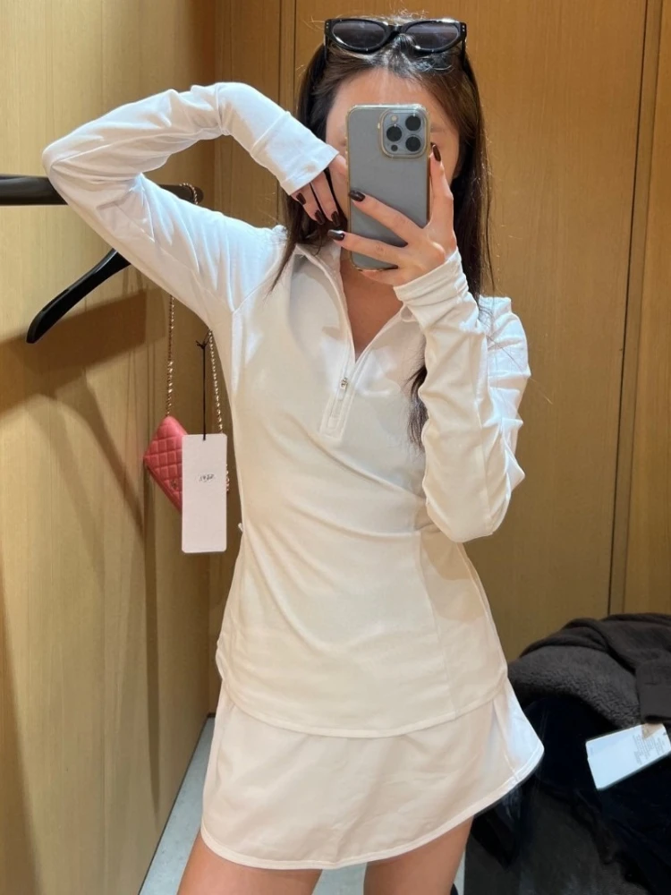 

Comfortable Ventilate Solid Yoga Top Autumn Black Sports Half Zipper Long Sleeve Top Women's Korean Fashion Slim Fit Yoga Top