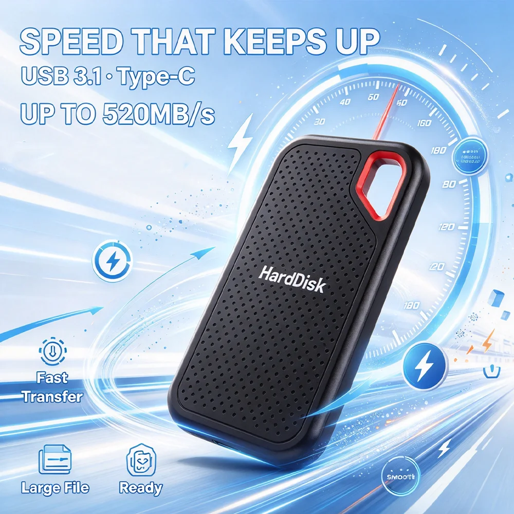 High Performance External SSD 1TB 6TB 16TB USB3.2 Portable Hard Disk Stable Speed for File Copy and Data Archiving