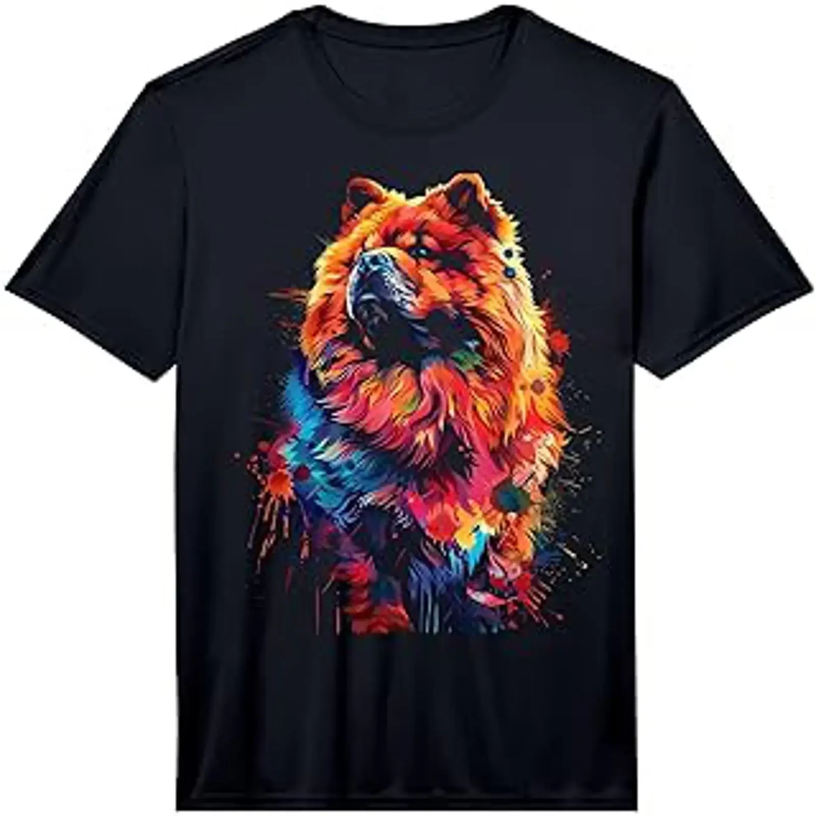 Camiseta de rendimiento Chow Dog, estilo vintage, lavada, con gráfico versátil, transpirable, unisex, a la moda, para uso diario, suave y cómoda