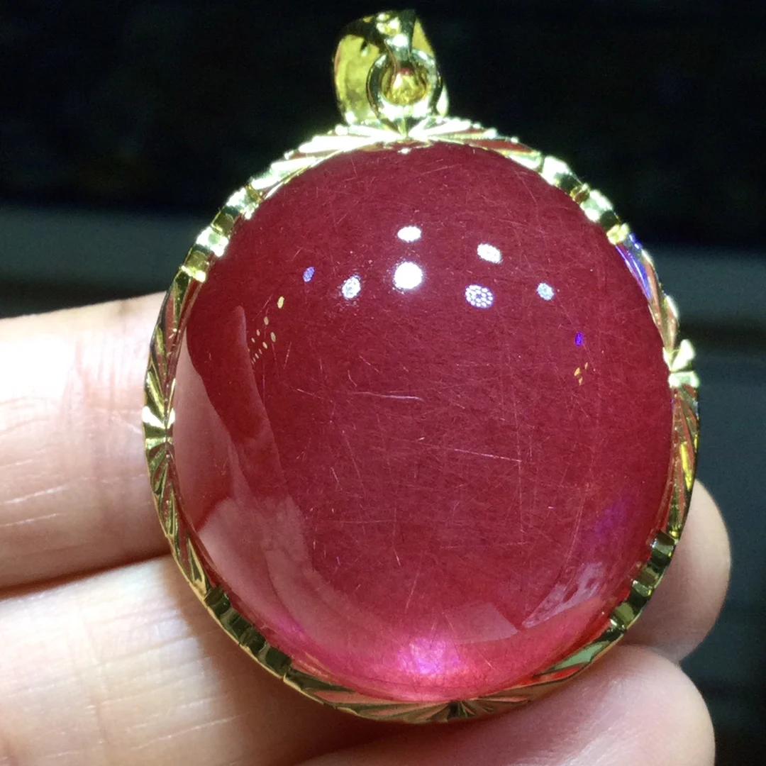 

Natural Red Rutilated Quartz Pendant Round Red Rutilated Quartz Jewelry 34*31.5*20.5mm Flower Men Women Brazil AAAAAAA