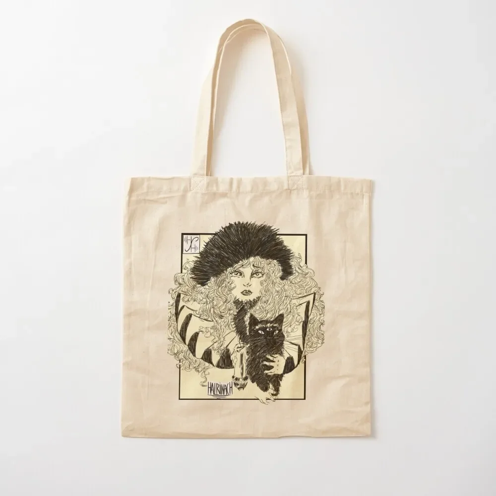 

vintage girl with black cat Tote Bag cloth bag woman Women's beach bags personalized tote bag tote canvas