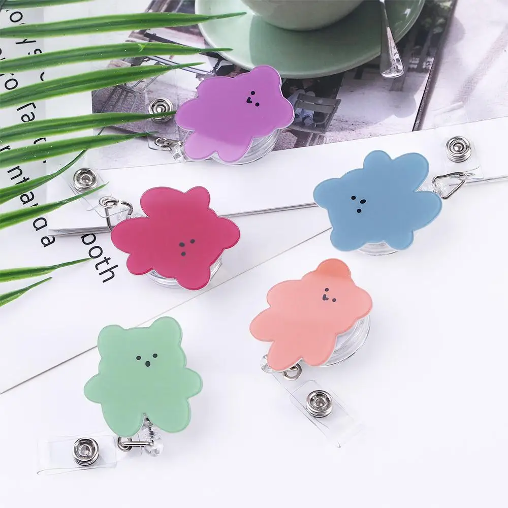 Cute Cartoon Bear Clip para Enfermeira, Doutor Reel, Candy Color, Urso, Acrílico, Cartão de Peito de Estudante, Uso Hospitalar, Escritório, Material Escolar