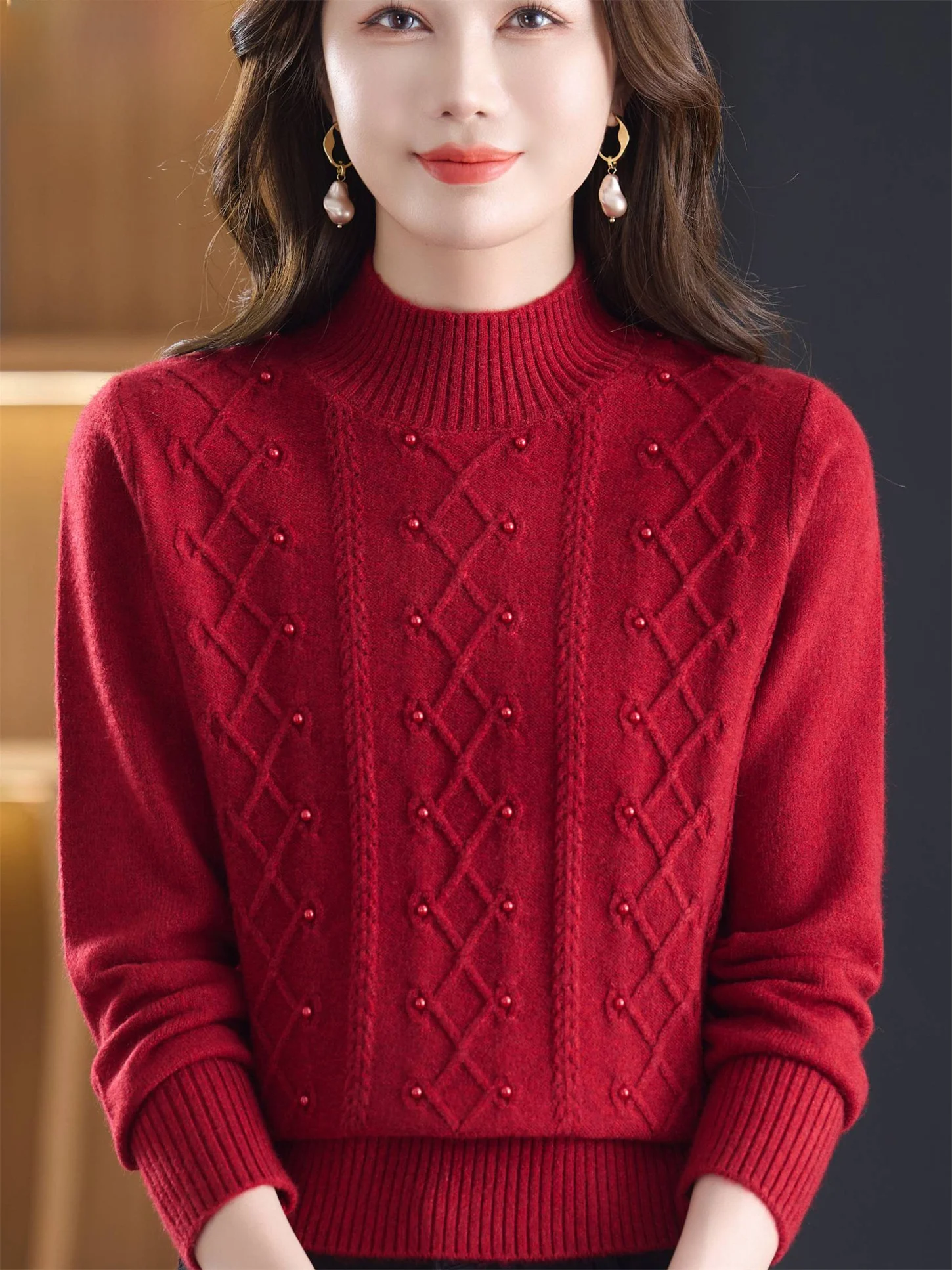 

Теплая модная свободная женская шерстяная основа irt, осенне-зимняя новая одежда для мамы, вязаный топ с цветочным узором для ли