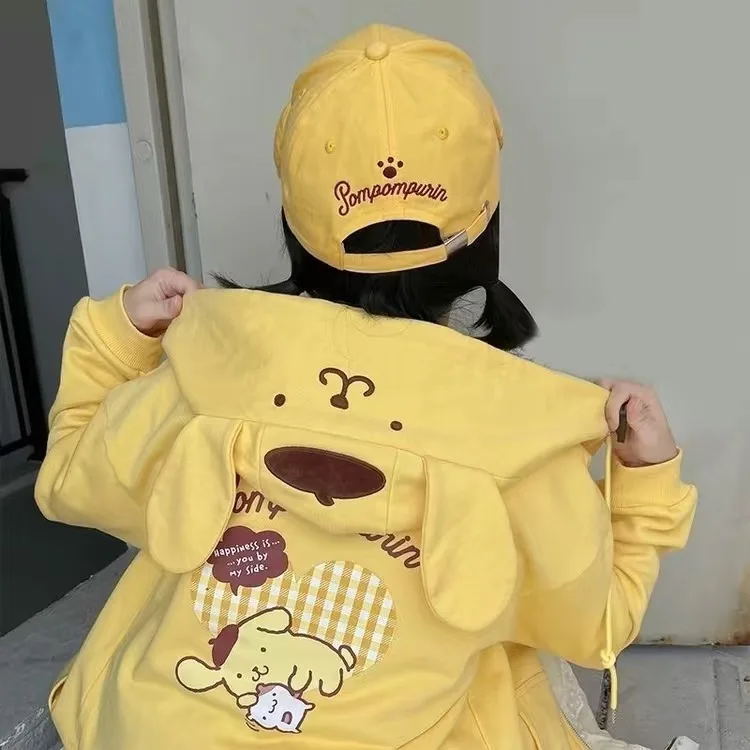 Gaya Jepang Sanrio bertudung kaus wanita 2024 mode baru musim gugur manis Kawaii longgar lengan panjang manis longgar mantel Hoodie