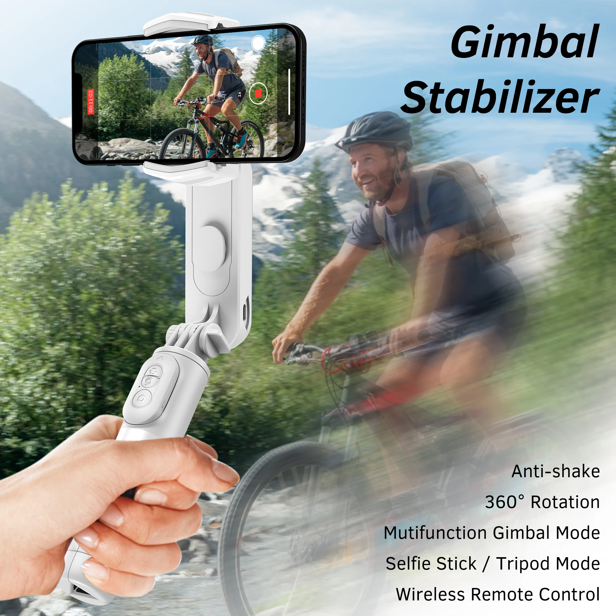 Selfieshow Q09 Removable Fill Light Gimbal Stabilizer Bluetooth Tripod Selfie Stick Phone Stand Holder for IOS Android Universal