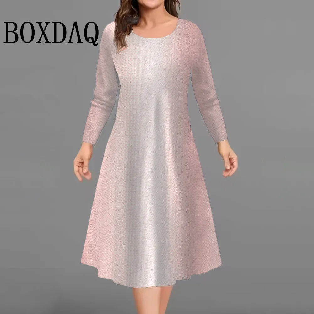 

9XL плюс размер женское повседневное свободное платье-футболка с длинным рукавом простые модные платья трапециевидной формы с градиентным принтом осенне-зимняя одежда