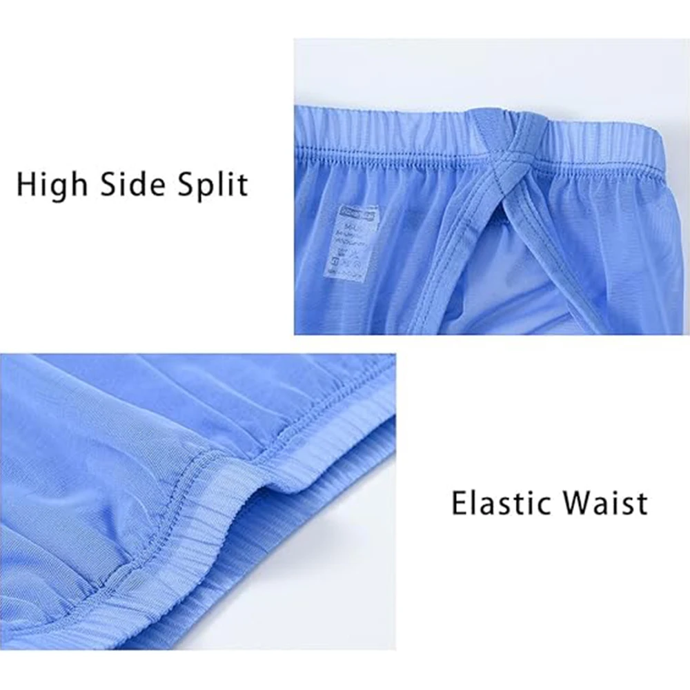 Zonbailon Men's Mesh Thongs Underwear, Sexy Built-in Pouch G-String, See Through Split Side Pajama Shorts Underwear