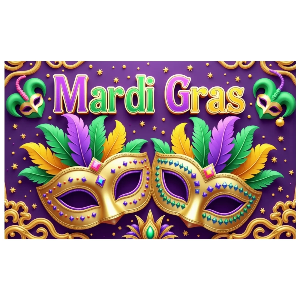 ريش ماردي غرا راية أقنعة ذهبية كرنفال عرض ستار زينة خلفية أرجوانية خلفية مهرجان لحفلة الكرنفال #4