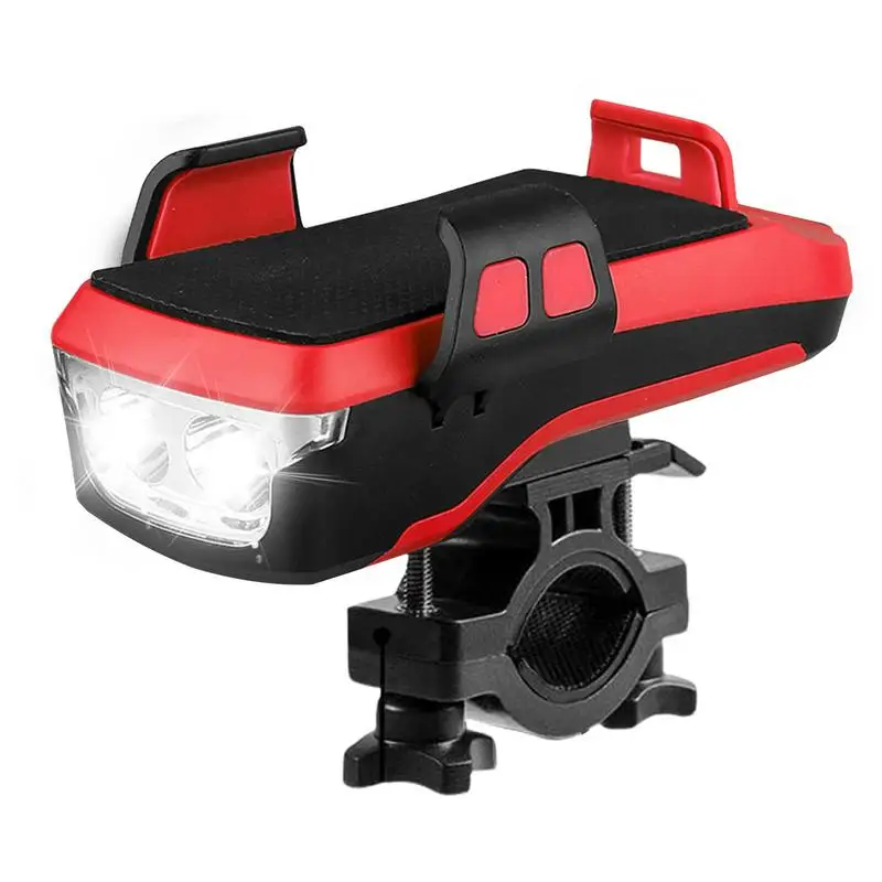 Road Biking Lights 4-in-1 Scooter Front Headlight Waterproof With Power Bank 130dB Horn Light For Night Fits 4-6.4 In Phones