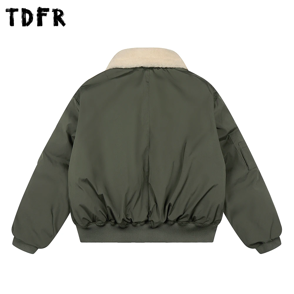 Gola de pele emendada carga acolchoada jaqueta dos homens bolso inverno retro safari estilo lapela manga longa grosso outerwear homem