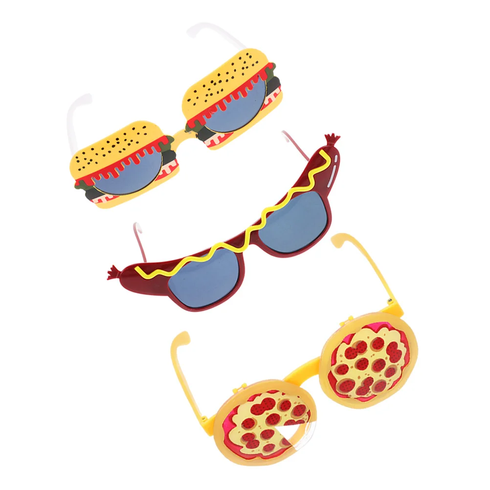 

3pcs Burger Hot Dog Pizza Glasses Food-Themed Sunglasses Lightweight Clear Lenses For Party Photo Booth Events