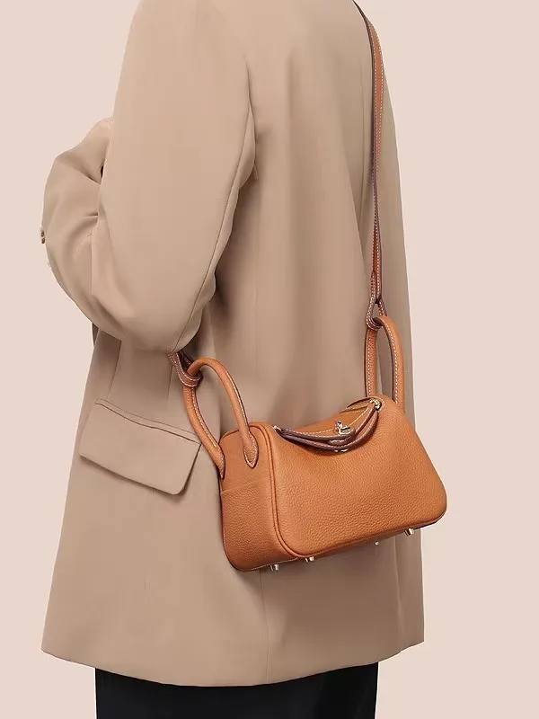 Bolsa De Ombro De Couro Genuíno Para Mulheres, Bolsa De Couro De Primeira Camada, Lindy Mini Bag, Sacos De Travesseiro