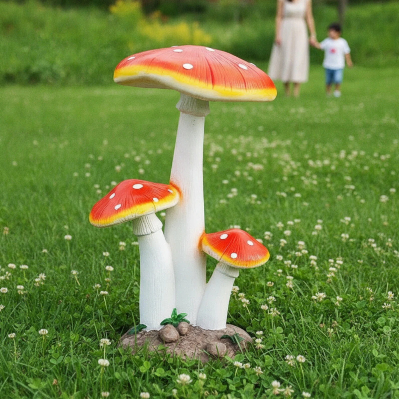 Fungus Sculpture Cute Fungus Statue Vivid Adorable for Gardeners, Garden, Courtyard