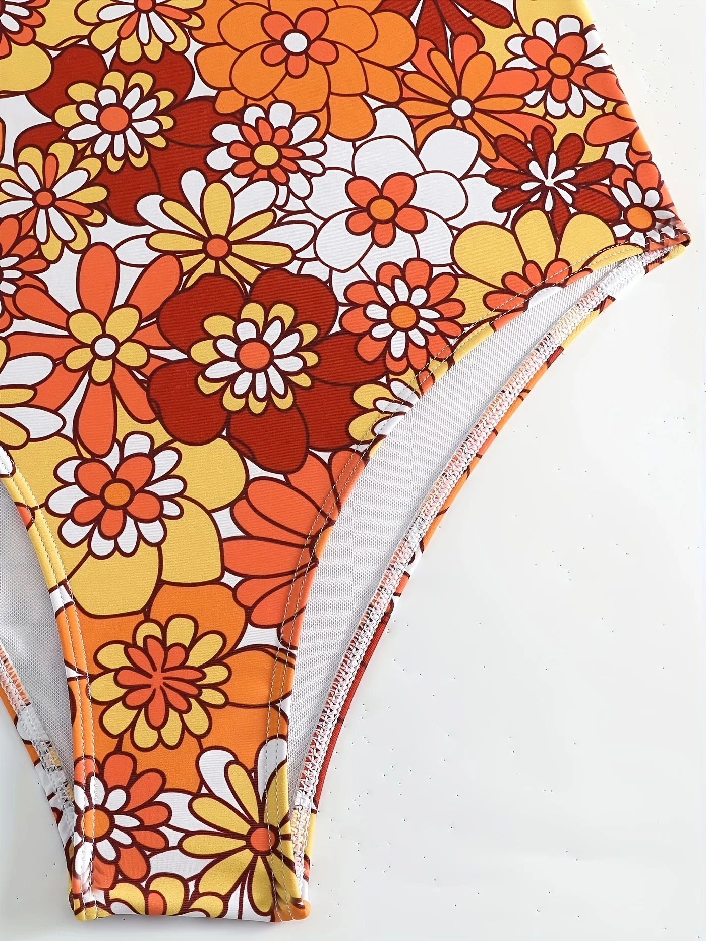 Women'S Floral Swimsuit - Vibrant Orange and Yellow Sunflower Pattern, High-Stretch Polyester Knit, One-Piece