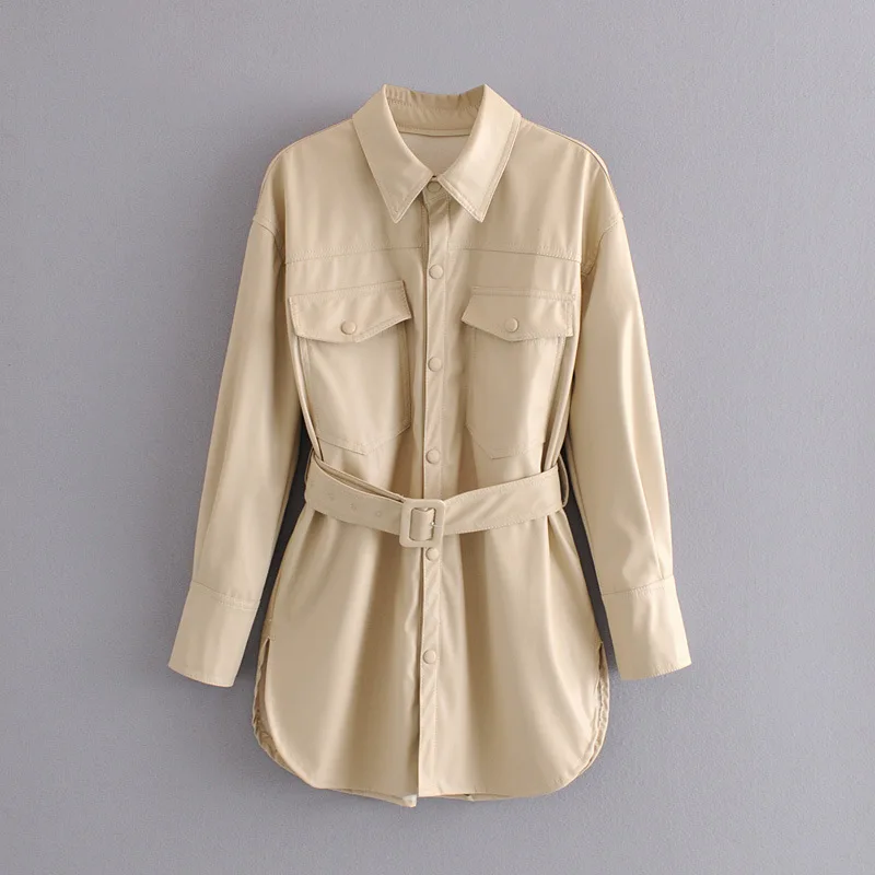 Minimalism Autumn Trench Coat For Women Elegant Lapel Sashes Women Jacket Vintage Coats Windbreaker Female Outwear