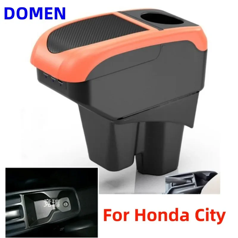 

For Honda City Armrest Box Car Storage Box 2014-2022 Armrest Storage Box Modification Car Interior Accessories USB Charging