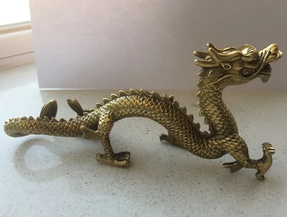 

Chinese Brass Carved luck Dragon Statue/Chinese dragon Sculpture Free shipping