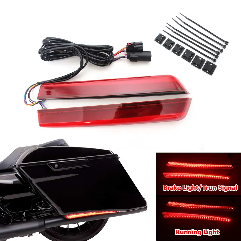 

Motorcycle Red Rear Saddlebag Extended LED Red Run Brake Turn Signal Light For Harley Touring Road King Electra Street Glide 14+