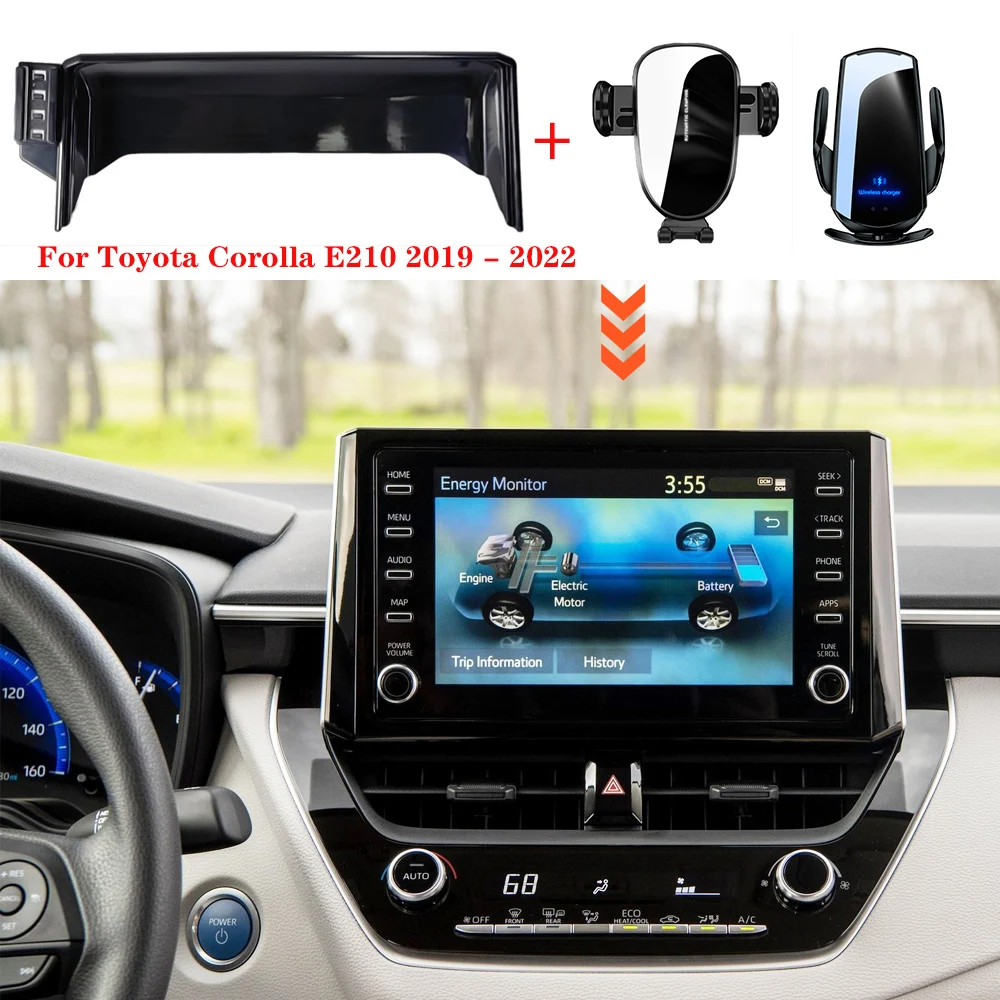 Car Phone Holder For Toyota Corolla E210 2019-2022  8/9- inch Screen Panel Fixed Base Wireless Charging Phone Holder Car Mount