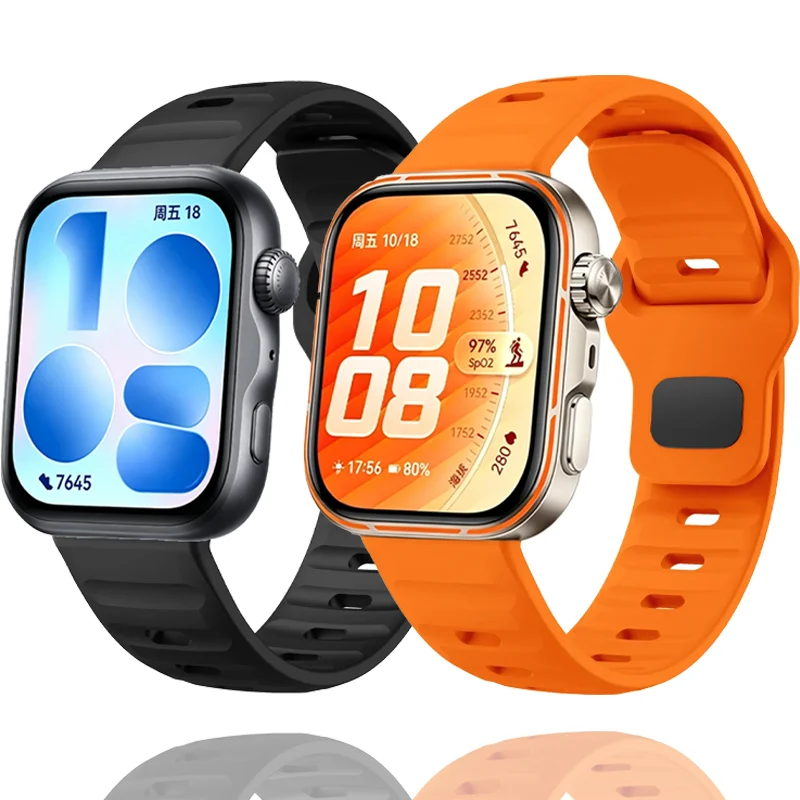 Silikonarmband für Huawei Watch Fit 5 4 Pro für Huawei Watch Fit 5 4 3, verstellbar, atmungsaktiv, bequem, weiches Armband