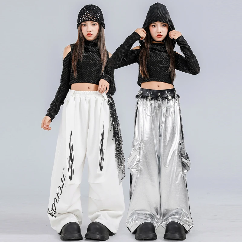 เสื้อผ้าฮิปฮอปสำหรับเด็ก ชุดเคป๊อป ชุดเต้นบอลรูมสำหรับเด็ก ชุดเต้นแจ๊สสำหรับเด็กผู้หญิง ชุดแสดงเต้นสตรีทแวร์ XS10757