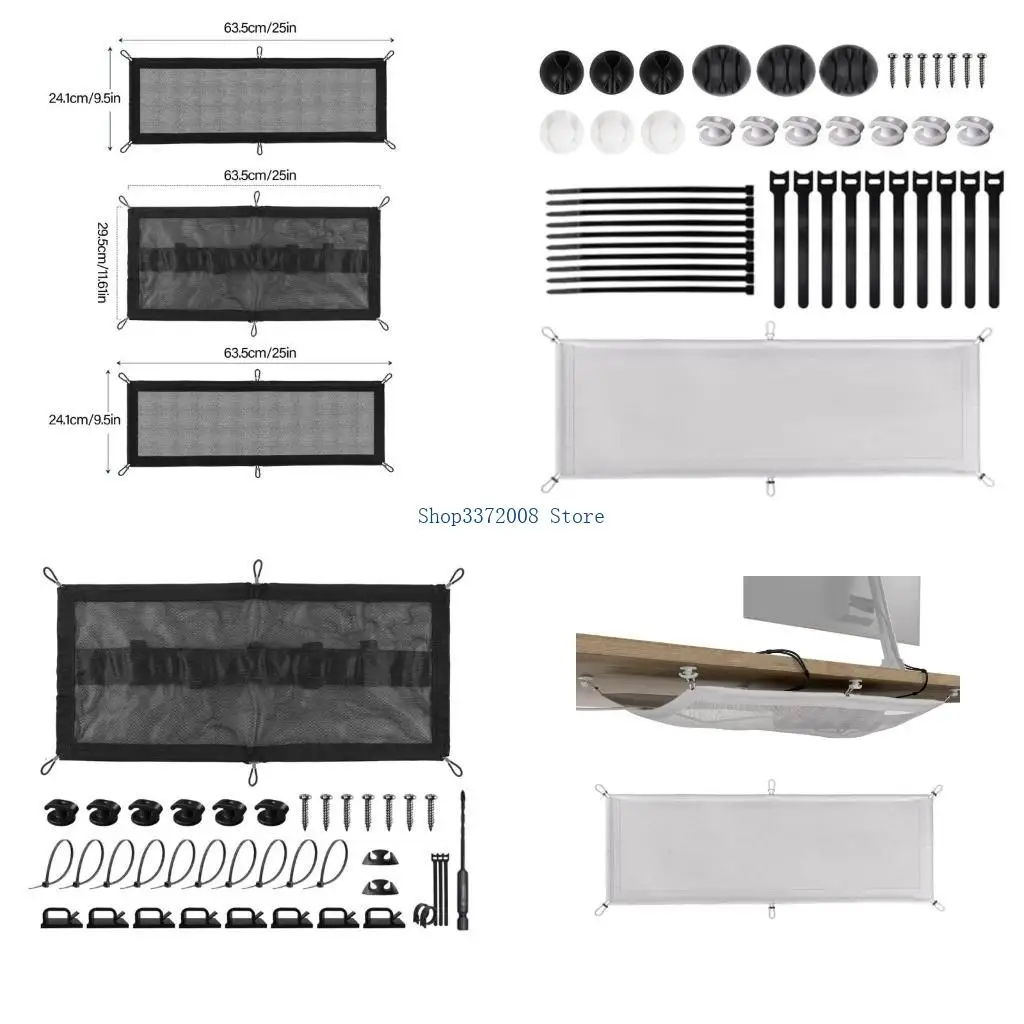 

Space Saving Under Table Cable Organizers Unique Cords Storage Mesh for Gamers