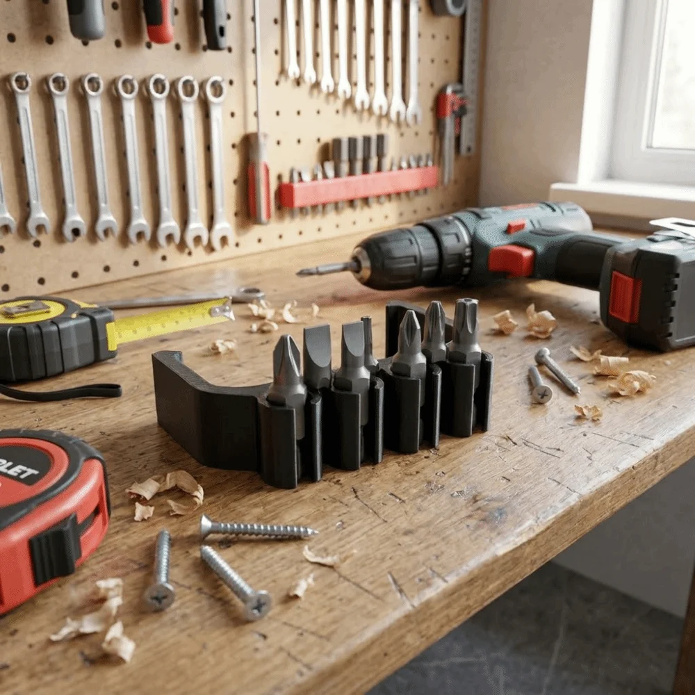 5pcs Universal Electric Drill Screwdriver Bit Storage Rack 3D Printed Portable Portable Bits Organizer 4 Slots Compact