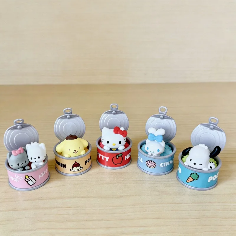 

Anime Sanrio Hello Kitty Cinnamoroll Pochacco Figures Blind Box Toys Surprise Canned Food Collection Ornaments Girls Boys Gifts