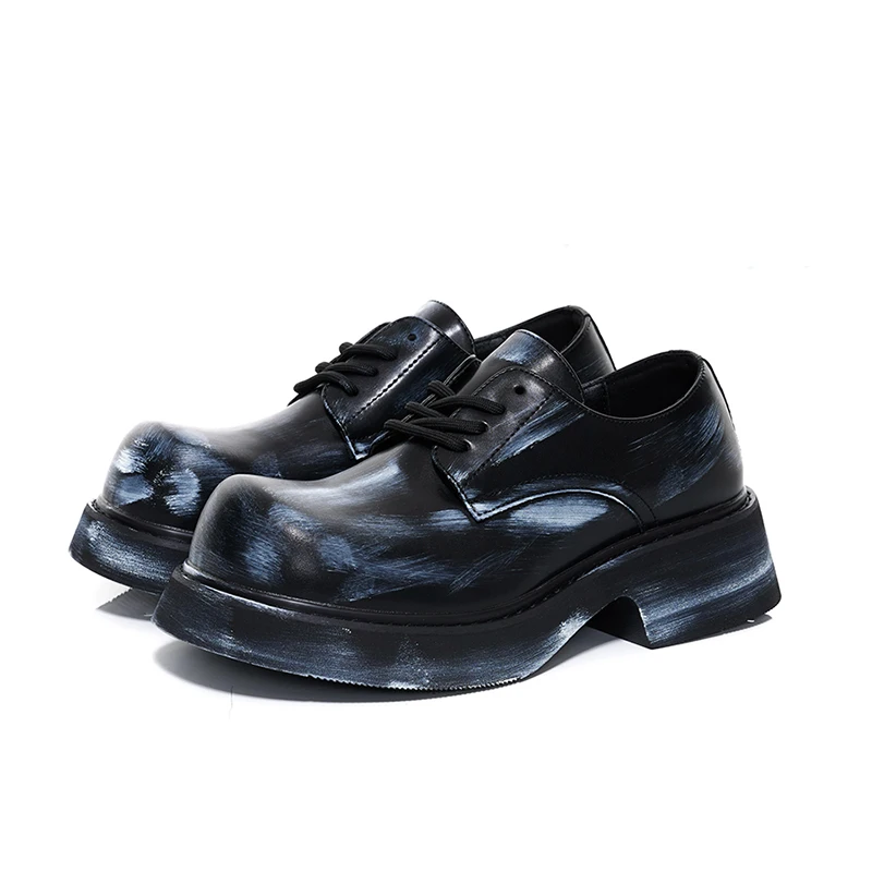 

New men's casual leather shoes men's style derby shoes British thick sole height increasing business formal dress shoes