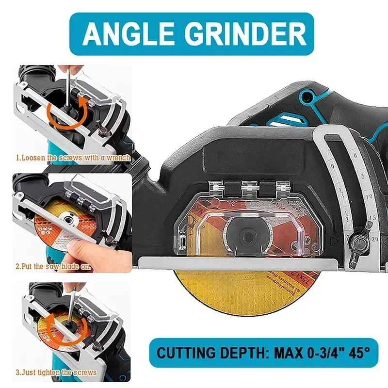 3Inch Mini Cordless Angle Grinder Woodworking Cutting Machine Electric Circular Saw Power Tool Suitable For Makita 20V Battery