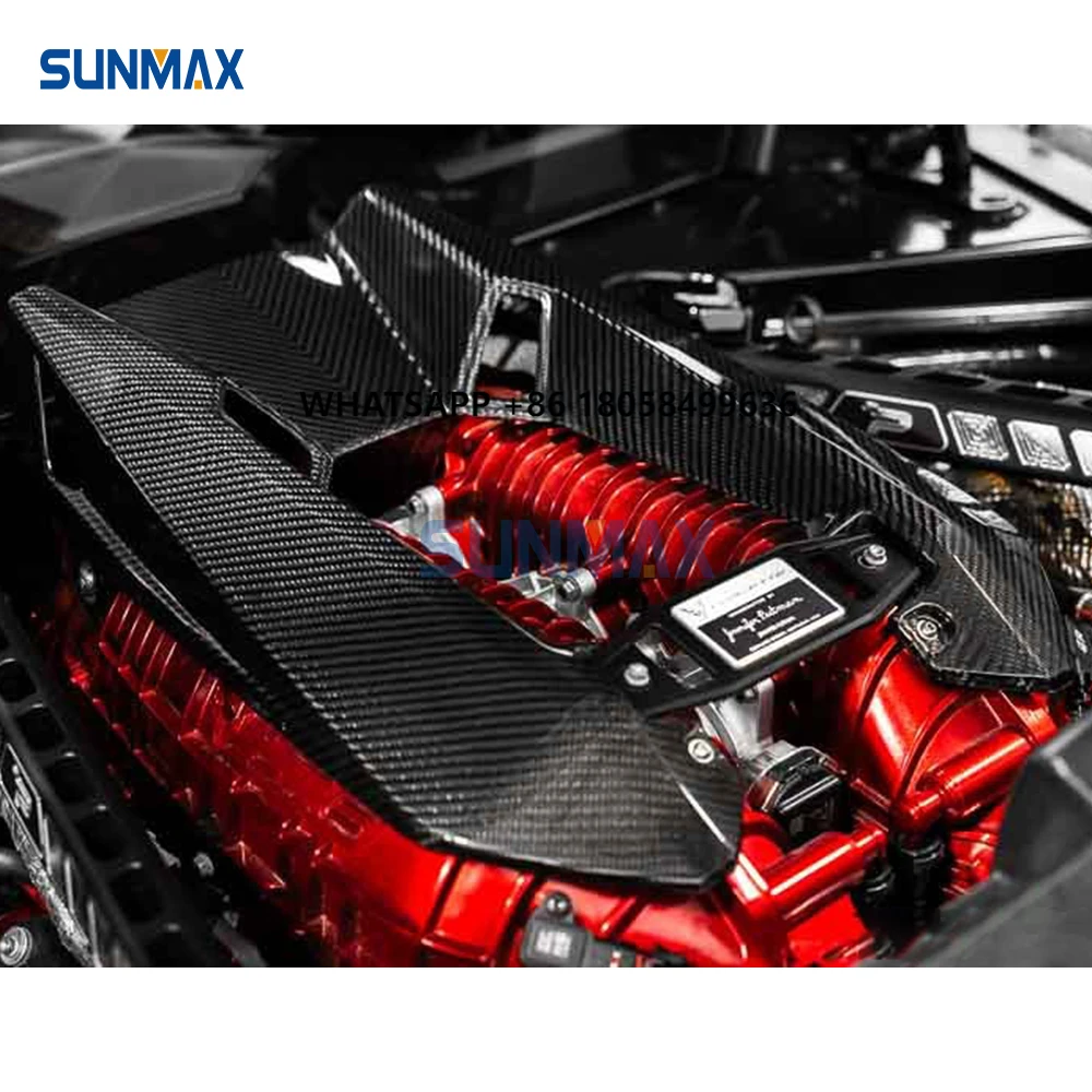 

Sunmax for Chevrolet Corvette C8 Z06 2023 2024 Car Engine Cover Trim Accessories Real Carbon Fiber