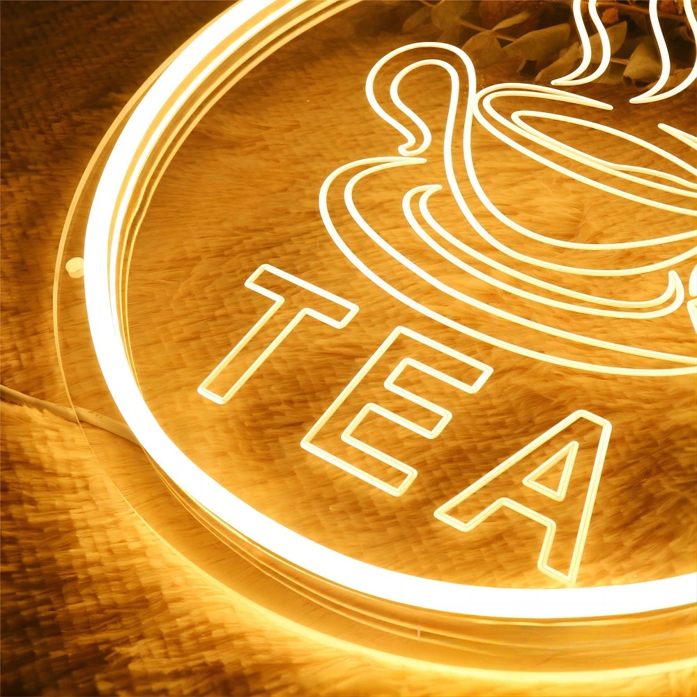 Tea Neon Sign Engrave Personlity LED Lights For coffee shop Decoration Neon on The Wall Frames Room Decors Support Custom 12 Col