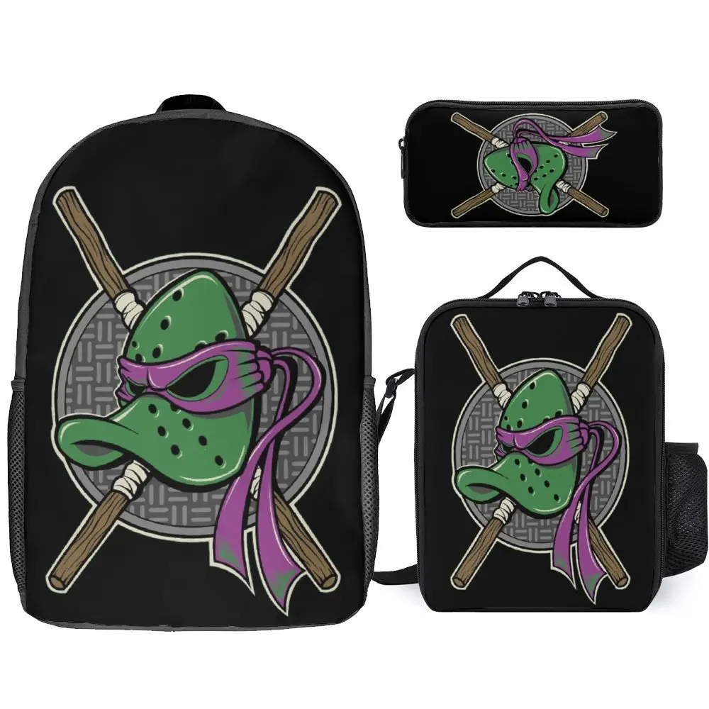 Mighty Ducks Ice Hockey Mochila, lancheira, duradoura Pen Bag, Tote Snug, Summer Camps gráfico, 3 em 1 conjunto, 17 ", 16