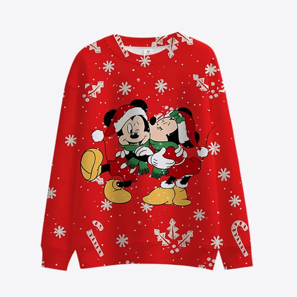 Sweat à capuche imprimé Minnie pour femmes et enfants, col rond, manches longues, décontracté, mode de Noël, automne, nouveau, Y2K