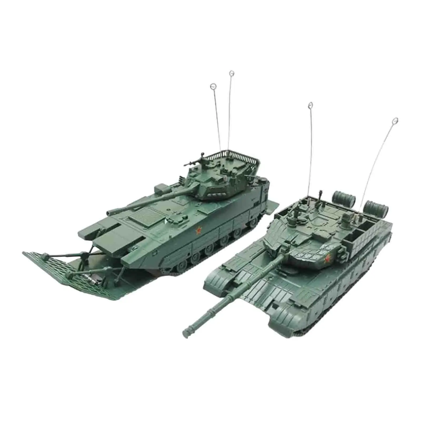 2 Pieces 1:72 Scale Tank Chariot Model DIY Assemble Armored Tank Toy for Tabletop Decor Collectibles Table Scene Adults Gift