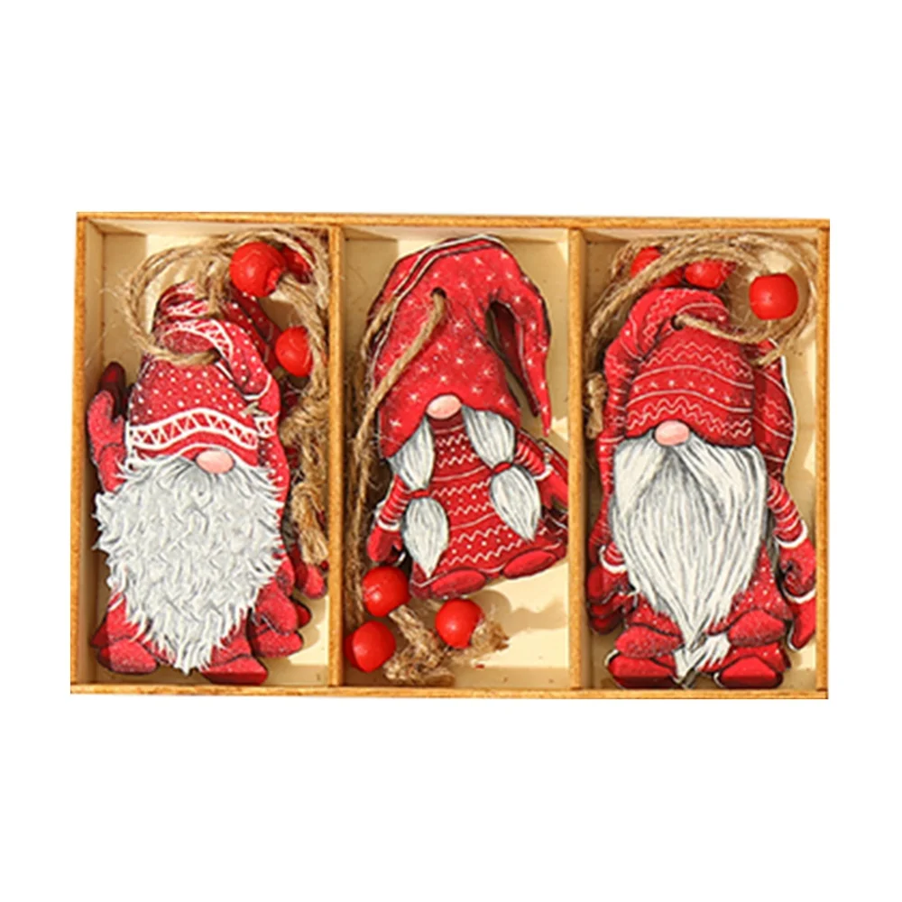 9pcs Cristmas Gnomes Wooden Pendants Christmas Decorations For Home Xmas Tree Christmas Ornaments Navidad New Year Gift For Kids