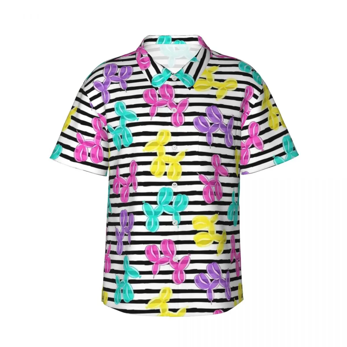 

Hawaii Shirt Beach Balloon Dogs Blouses animals on black stripes Socks Loose Casual Shirts Man Short-Sleeved Street Style Top