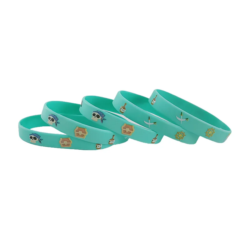4/12/24 Stück Piraten-Silikon-Armbänder, Totenkopf, Piratenschiff, Gummi-Armbänder, Piraten-Thema, Partygeschenke für Mädchen und Jungen, Geburtstagsdekoration – Detail 2