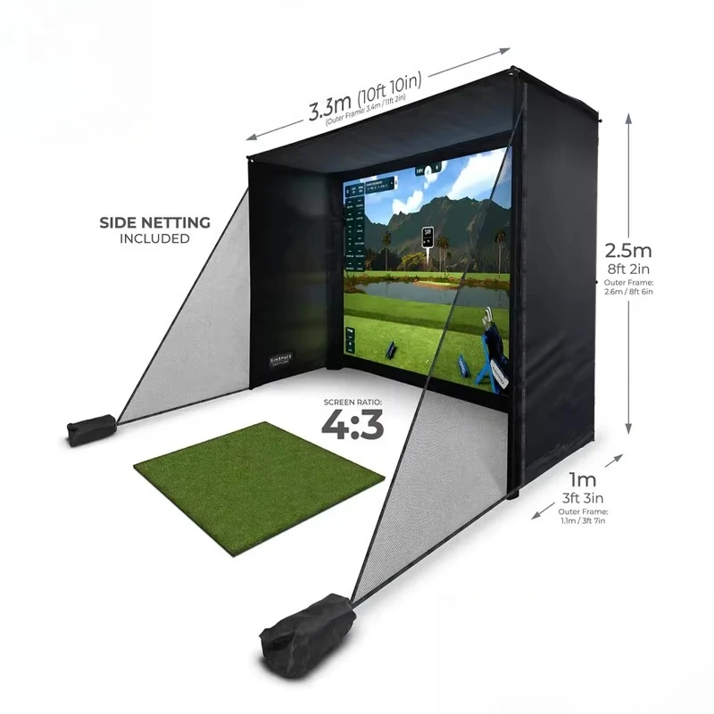

For Practice Training Golf Emulator Enclosure with Custom Size Net Strike Screen Frame