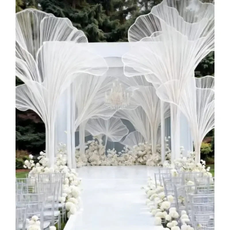 H783 Handmade Giant Organza Flower Arch Wedding Backdrop Custom Fabric Art Installation for Outdoor Indoor Event Decor